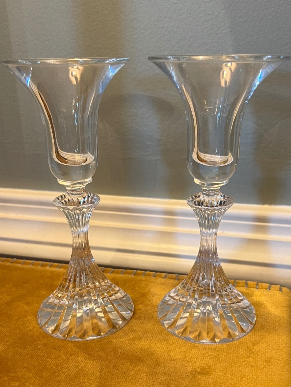 NEW Pair of Mikasa The Ritz 6.25" Crystal Candle Stick Holders - Picture 1 of 2